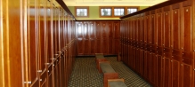 Locker room with solid mahogany woodwork Locker Facilities
